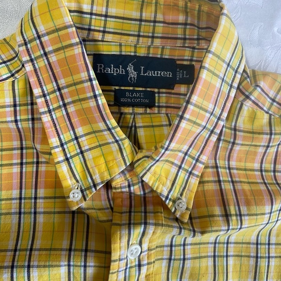 Ralph Lauren Blake Shirt Men's Size Large Long Sleeve Button Down Yellow Plaid - Picture 4 of 8